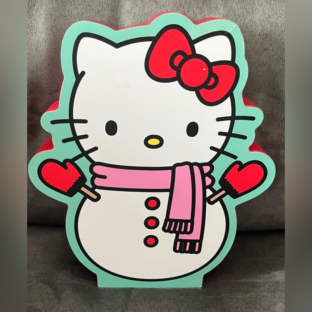 Hello Kitty Christmas Snowman Wood Standup/Wall Plaque NWT